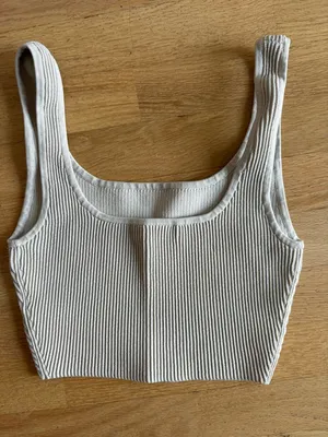 Babaton Ribbed Square-Neck Crop Tank - Off-White thumbnail 2