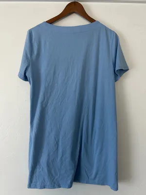Light Blue Women's Square Neck Pocket Tunic Size L thumbnail 4