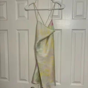 Zara Tie Dye Print Mini Satin Dress Backless Spaghetti Straps thumbnail 2