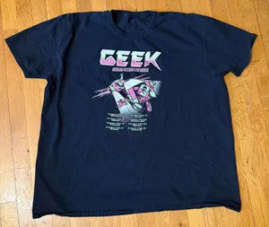 Geek Multiverse Tour Graphic Tee Retro Sci-Fi Gamer Nerd Shirt Black Size XL thumbnail 1