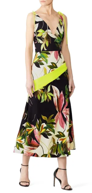 Christian Siriano Hawaiian Print Tie Strap Dress Size 4 thumbnail 1