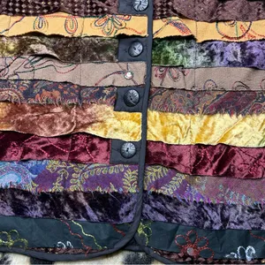 Coldwater Creek Boho Hippie 90s Whimsigoth Colorful Patchwork Collared Vest L thumbnail 5