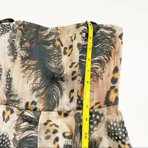 Forever New Briella Silk Strapless Hanky Hem Animal Feather Print Dress Size 8 thumbnail 7