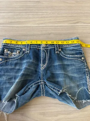 Rock Revival Distressed Blue Denim Cutoff Shorts thumbnail 3