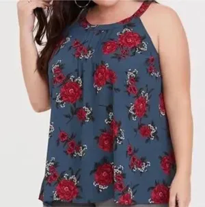 Torrid Sleeveless Floral Tank Top Blue Red White Plus Size 2 thumbnail 1