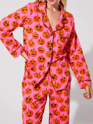 BedHead PJs Jolly Jack-O-Lantern Long Sleeve Classic Stretch Jersey Pajama Set thumbnail 1