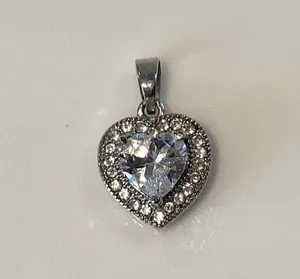 Silver Tone Crystal Heart Pndant thumbnail 1