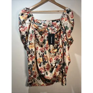 Pretty Little Thing Mini Dress 4 Multi Floral bodycon boho preppy festival NWT thumbnail 2