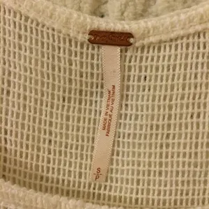 Free People Eyelet Mesh Crop Top Tank White Small thumbnail 3