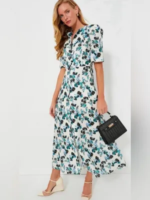 Tuckernuck Budding Bluebell Hadley Collared Floral Shirt Dress Medium thumbnail 2