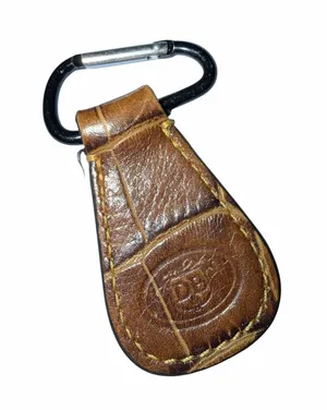 Dooney & Bourke brown leather keychain carabiner thumbnail 1
