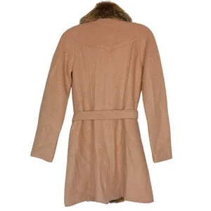 Anthropologie Elevenses Divna Wool Coat Faux Fur Collar & Trim Size 0 Blush Pink thumbnail 5
