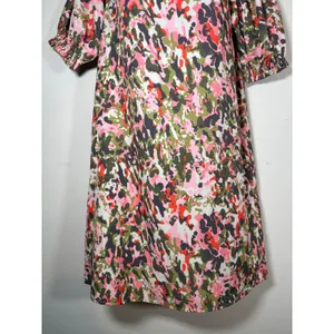 Michelle McDowell Shift Dress Pink Green Garden Party Puff Sleeve V-Neck Small thumbnail 2