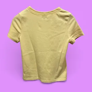 Breckenridge Cute crochet collar buttercup yellow cotton blend top classic basics pastel thumbnail 4