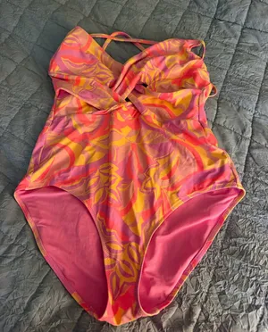 Aerie Braided Pink/Purple One Piece swimsuit Womens large thumbnail 1