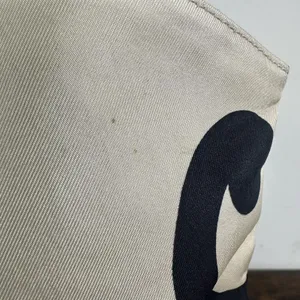 Bvlgari Canvas Top Handle Bag Medium Cream Abstract Ring Leather Handles Italy thumbnail 10
