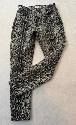 Alice + Olivia Snake Print Skinny Jeans Size 26 Black White Stretch thumbnail 1