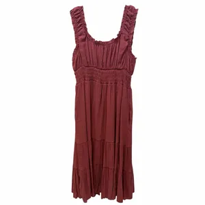 Mauve Smocked Tiered Midi Dress - Boho Romantic Ruffle Cap Sleeve Dream Medium thumbnail 6