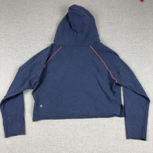 Lululemon Hoodie Womens 10 Blue Lightweight Cropped Pullover Raglan Logo Top thumbnail 8