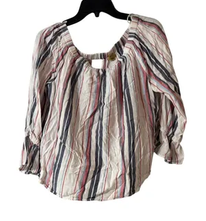 White and multi coloured striped shirt True Craft Sz Large‎ Women's thumbnail 1