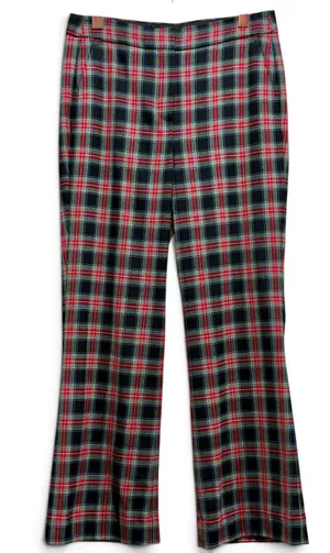 J.Crew Hayden Black Stewart Tartan Wool Kick Flare Pants 6 Tall thumbnail 1