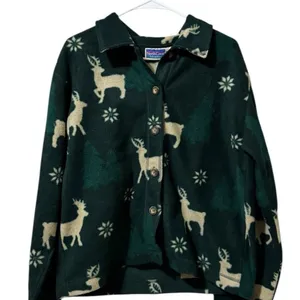 Northcrest Women Size‎ Large Polyester Button Down Fleece Christmas Holiday VTG thumbnail 1