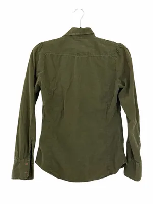 LACOSTE Corduroy Military Green Button Down Shirt Sz 34 thumbnail 3