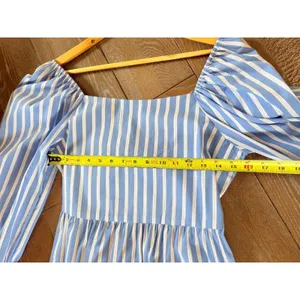 Fifteen Twenty Striped Open Back Bow‎ Peplum Top Womens Blue White Small thumbnail 5