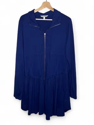Daily Practice Taylor Corset Long Sleeve Zip Up Mini Dress in Navy Blue thumbnail 3