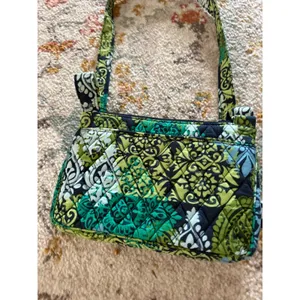 Vera Bradley Y2k Green Blue Paisley Quilted Cotton Crossbody Bag Organizer thumbnail 3