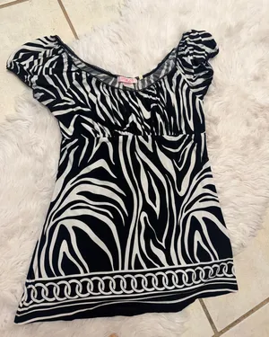 Vintage Y2K Halo Zebra Print Babydoll Top - Size S thumbnail 1