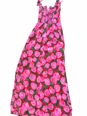 Show Me Your MuMu Willow Floral Maxi Dress Summer Pink Red Flowers Wedding Guest thumbnail 5