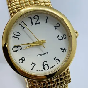 Ladies Quartz analog 30mm gold tone cuff bracelet watch white dial size 7” runs thumbnail 2