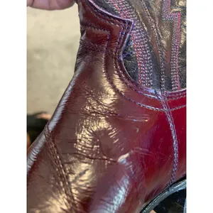 Vintage Montana Womens 6.5 B Cowboy Boots Burgundy Black Two Tone Leather Mexico thumbnail 5