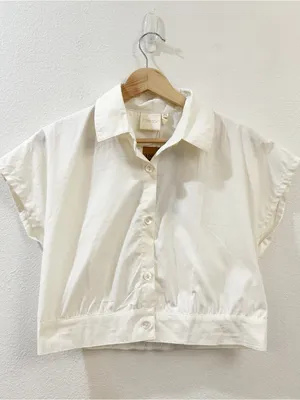 Reistor Women's Oversized Crop Shirt in Off-white Organic Cotton Size XS NWT thumbnail 3