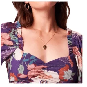 Band of the Free NWT Floriane Purple Floral Balloon Sleeve Crop Top Women Large thumbnail 16