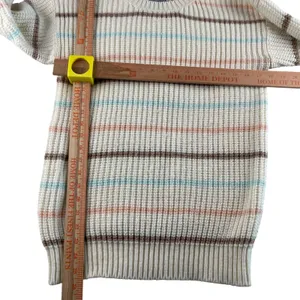 Vintage Helium 1980's‎ Retro Striped Crew Neck Sweater Cream Pastel Women Size L thumbnail 5