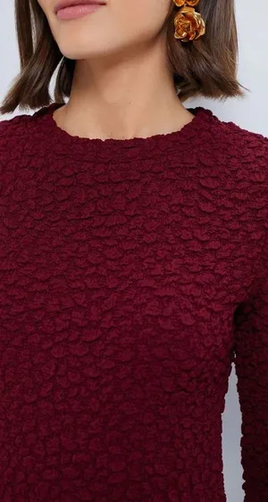 Hyacinth House • Tuckernuck Maroon Textured Madison Maxi Dress midi stretch knit thumbnail 2