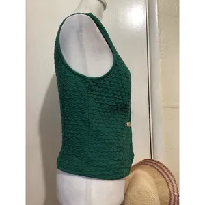 Porridge Aila Button Front Knit Green Vest Sleeveless S thumbnail 3