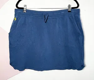 Polo Ralph Lauren‎ Pony Terry Knit Mini Skirt Pocket Cotton Blue Women Large thumbnail 1