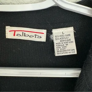 Talbots Vintage Double Breasted Gold Buttons Black Cropped Blazer Jacket Size L thumbnail 2