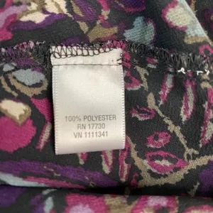Converse One Star Womens Purple Blue Floral Pintuck‎ Blouse Sz M Long Sleeve EUC thumbnail 6