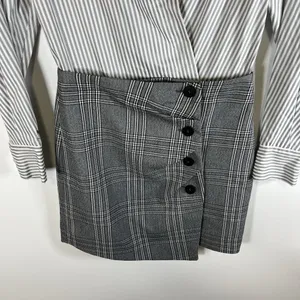Maje Shirt Skirt Dress Gray And Black Plaid‎ Women’s Size 2/medium Office Classy thumbnail 4