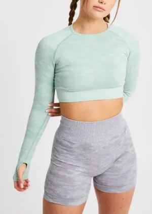 AYBL Evolve‎ Camo Sleeveless Crop Top Long Sleeves Green thumbnail 1