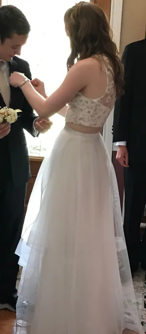 Sequin Hearts White Two Piece Prom Dress thumbnail 1