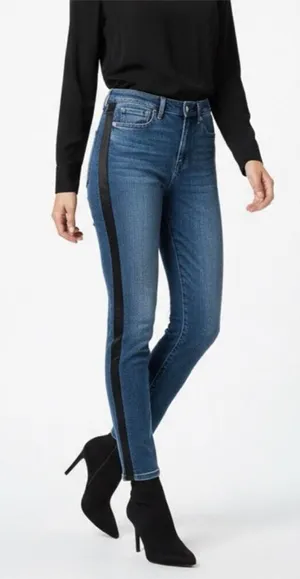 7 for All Mankind High-Waist Ankle Skinny Jeans with Coated Black Trim Size 25 thumbnail 1
