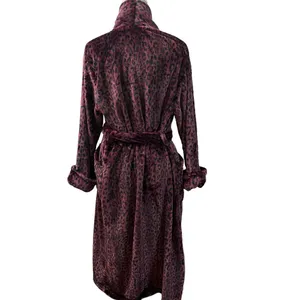 Natori Private Luxuries Leopard Animal Print Ultra Soft Fleece Long Robe M thumbnail 6