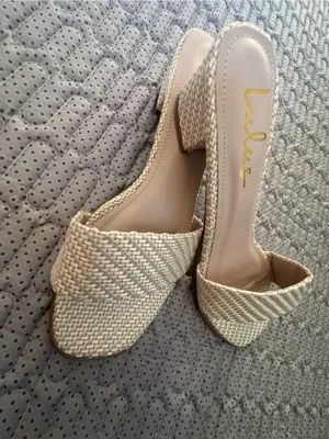 Lulu's Woven Cream Slide Mules thumbnail 2