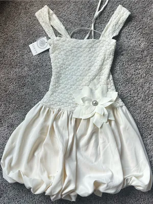 Ivory Flower Vietnam Made Bridal Accent Bubble Dress and Bloomers thumbnail 2