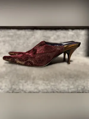Donald J Pliner Couture Paisley Brocade Pointed Toe Kitten Heel Mules Y2K Glam thumbnail 4